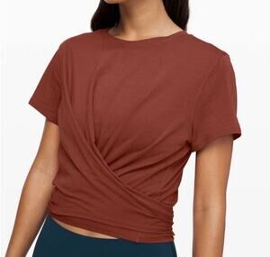 Lululemon Time To Restore Short Sleeve Wrap Top Rustic Clay Medium